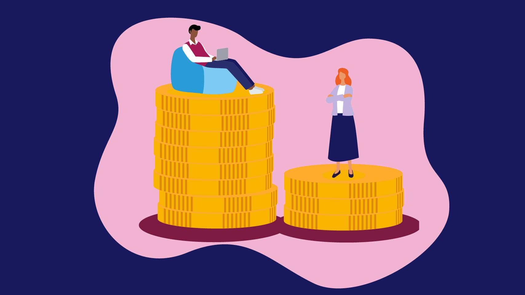 Illustration om lönegapet mellan kvinnor och män